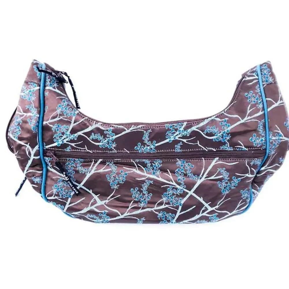 Petunia Pickle Bottom City Carry All Bag Diaper Bag Blue Brown with Changing Pad